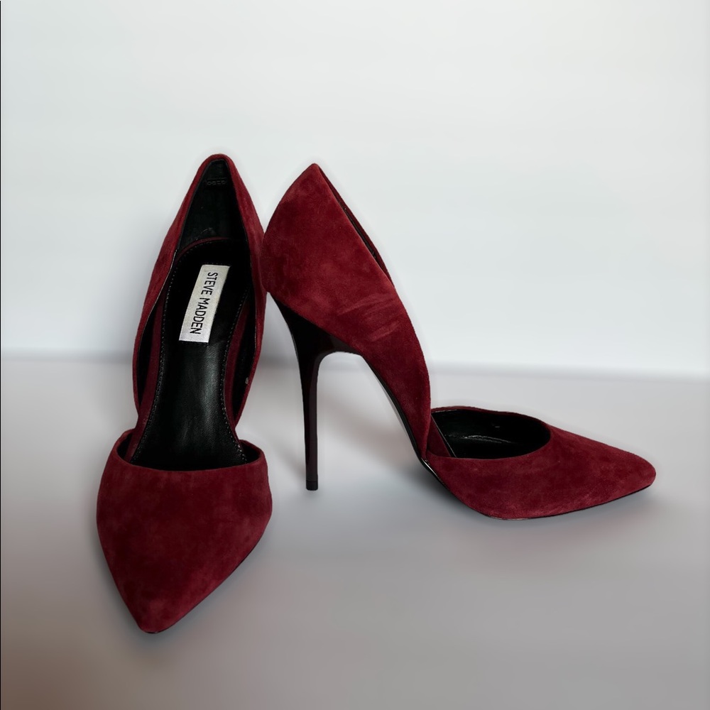 Steve Madden Burgundy 4” Leather Suede Stiletto Heels Size 9